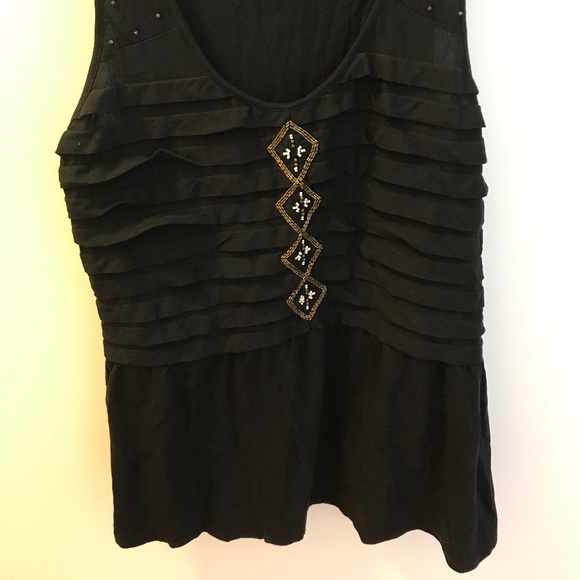 Anthropologie Black Beaded Sleeveless Tunic S EUC! - Picture 4 of 4